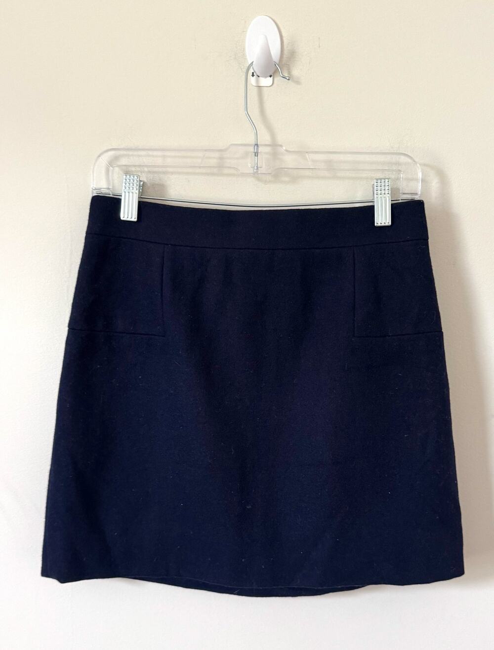 J.Crew Wool Minimalist Basic Workwear Mini Skirt Navy Blue Size 4